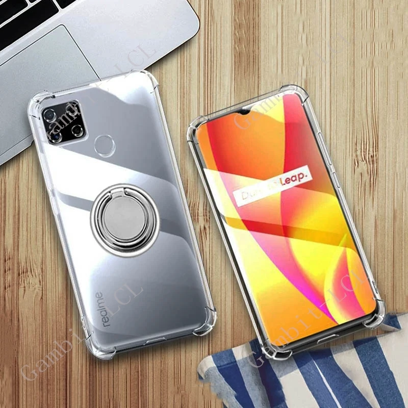 Фото Чехол для Realme C25 Global C12 RMX3193 RMX2185 RMX2189 с кольцом-держателем, мягкий силиконовый чехол из ТПУ для Realme C11 2020 №1