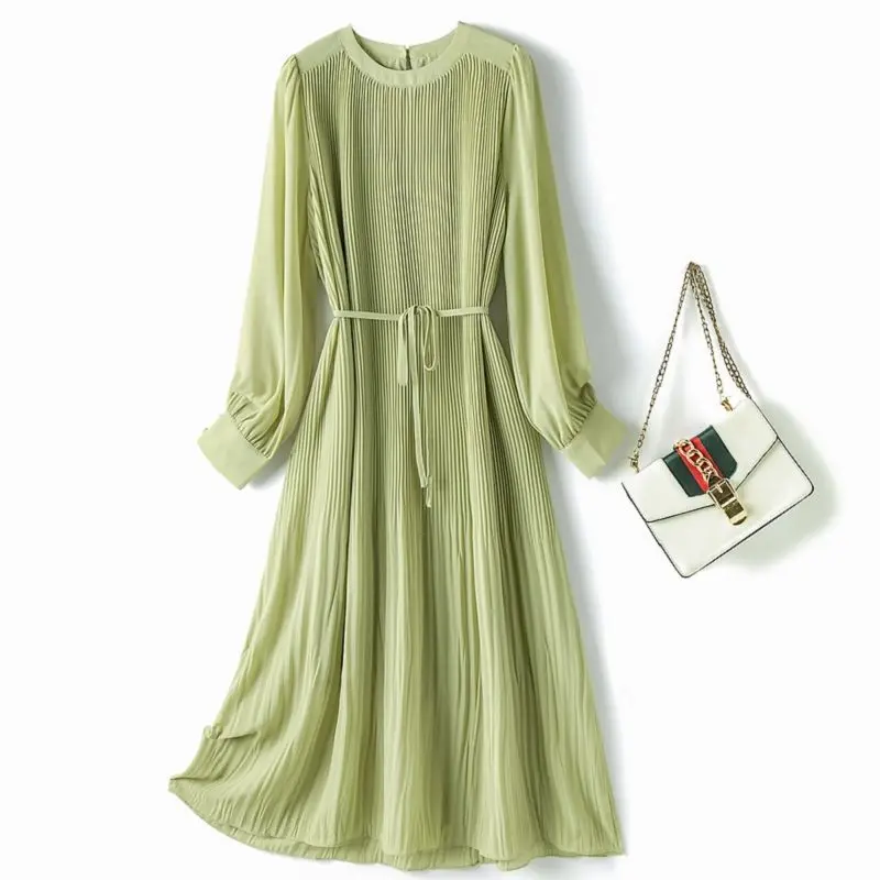 

Корейская мода женская одежда милая трапециевидная рубашка женское летнее длинное платье плиссированные платья женские повседневные Элег...