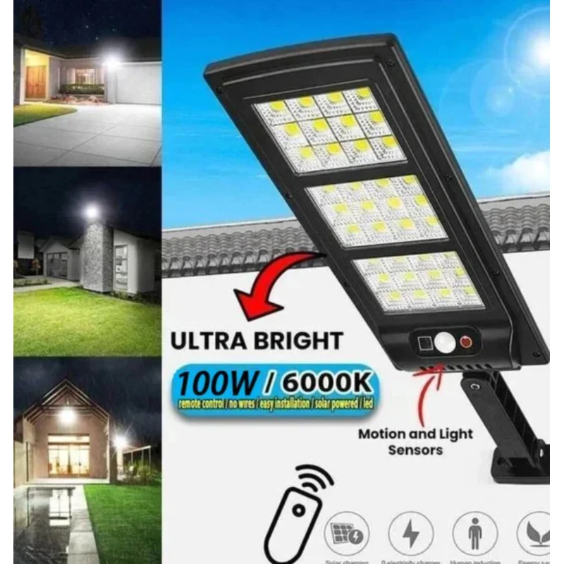 

Solar Lights Outdoor Motion Sensor 144 LED 6000K 3000LM 3 Lighting Modes 360° Lllumination IP65 Waterproof Security Flood Light