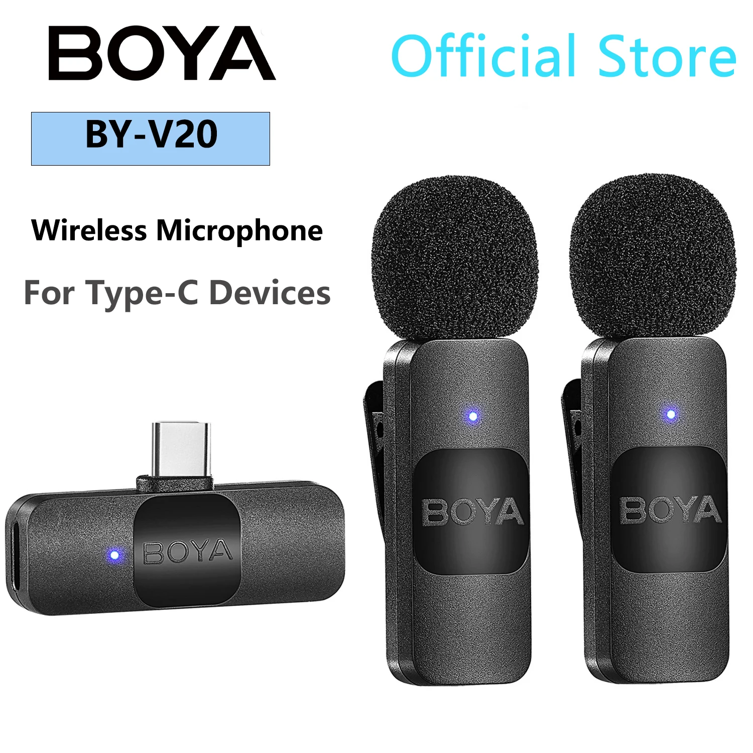 

Wireless Microphone BOYA BY-V20 Type-C for PC Computer Smartphone Android, Lapel Microphone for YouTube Streaming Recording Vlog