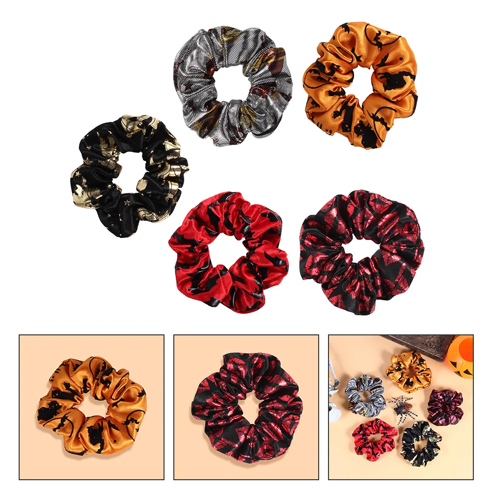 

5pcs Hair Scrunchies Bronzing Ponytail Holder Elastic Hair Bands