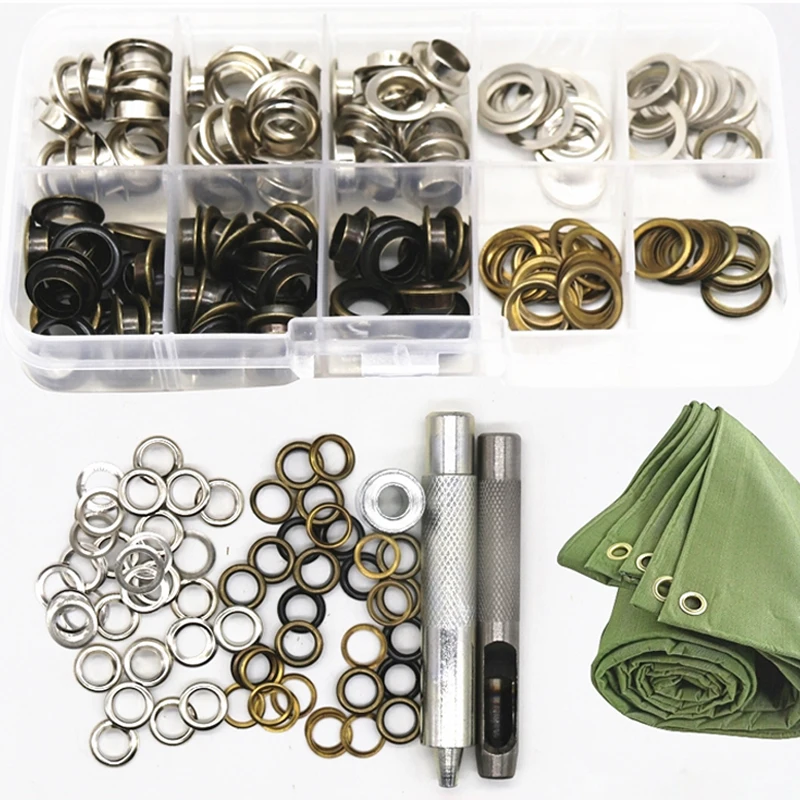 

100 Sets 8mm Metal Eyelet Buckle + Installation Tools High Quality Shoe Eye Tag Air Eye Buttons DIY Handmade Buttons