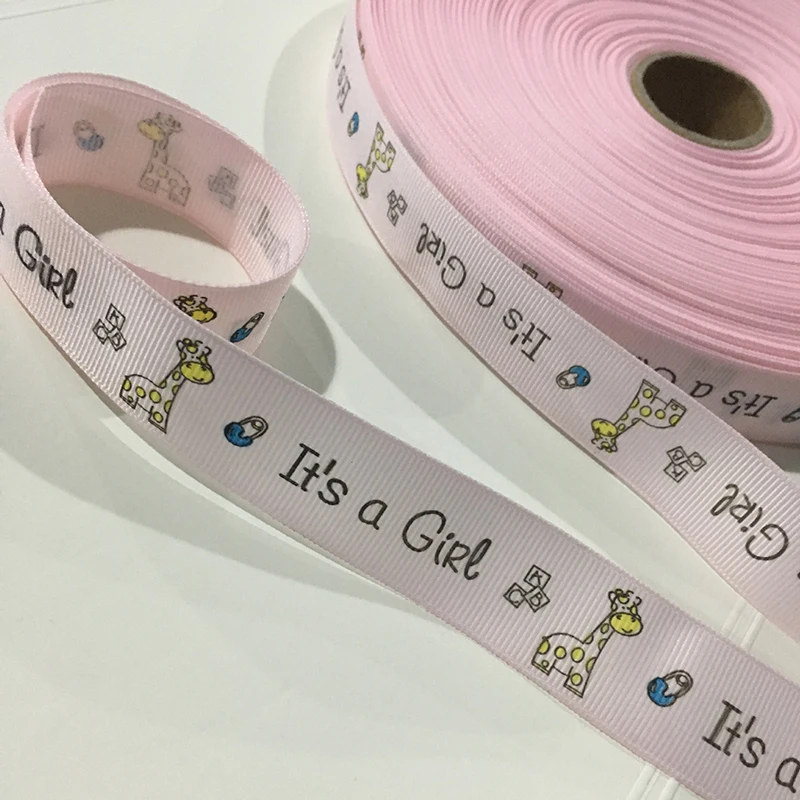 

100 Yards 2.5cm It's A Boy/girl Ribbon Baby Shower Decor Pink/Blue Satin Ribbons DIY Gift Wrapping Supplies Birthday Party Decor