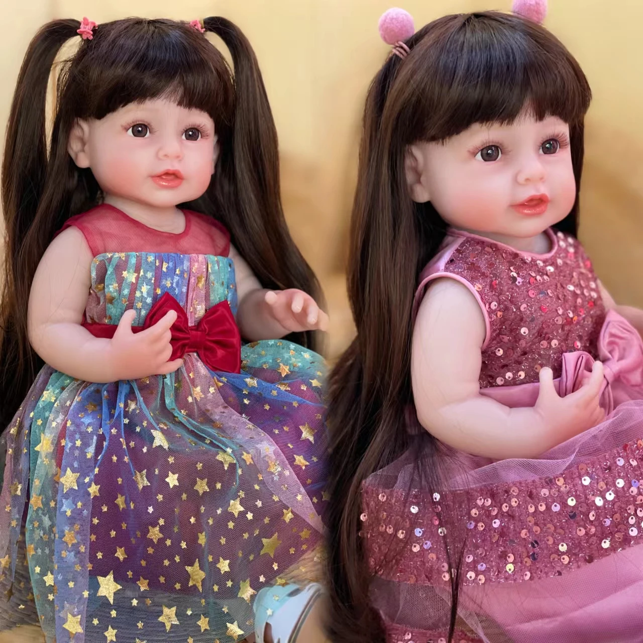 Attyi 2 стиля 53 см милая виниловая кукла для всего тела с волосами окрашенная кожей