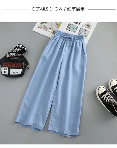 Джинсы для девочек на весну-лето, синие облегающие джинсовые брюки из материала для девочек, одежда для подростков, детские брюки для девочек на 12 лет большого размера