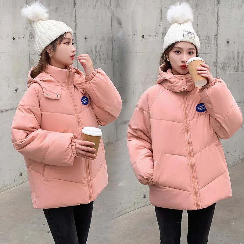 GRELLER 2022 New Fashion White Winter Jacket for Women Slim Short Thicken Coat Female Basic Jacket Winter Hooded Parkas Clothes