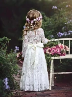 2022communion dress long sleeves boho flower girl dresses kids christening wedding bridesmaid clothes robe enfant mariage fille