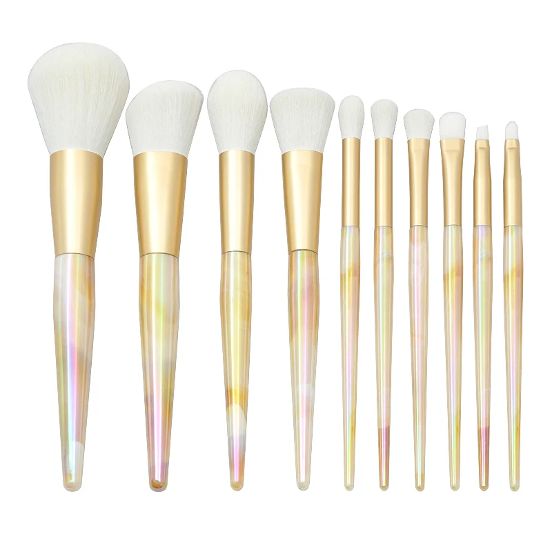 

10 Pcs/Set Makeup Brushes Yellow Marble Makeup Brush Fashion Powder Foundation Blush Eye Shadow Lip Beauty Tools