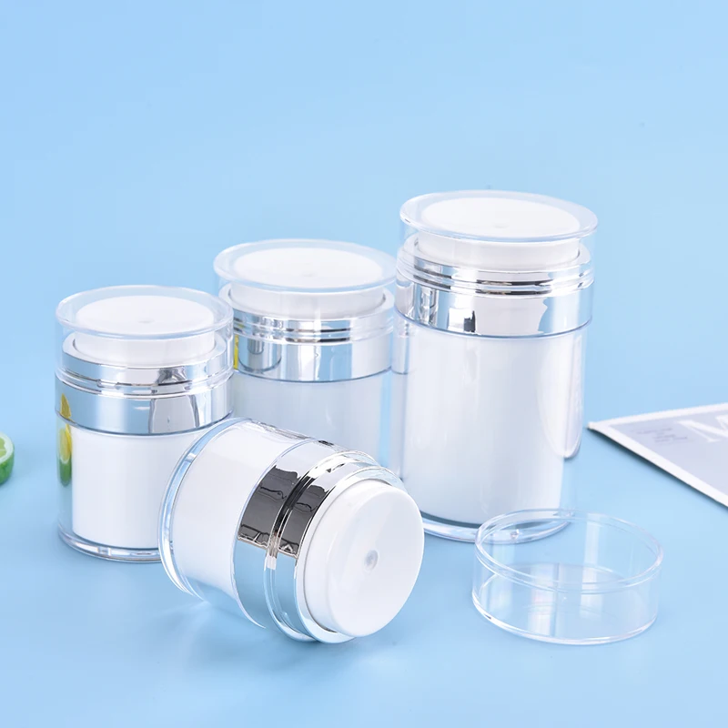 

15G 30G 50G 100G Cosmetic Jar Acrylic Cream Refillable Cans Vacuum Bottle Press Style Cream Jar Vials Airless Cosmetic Container