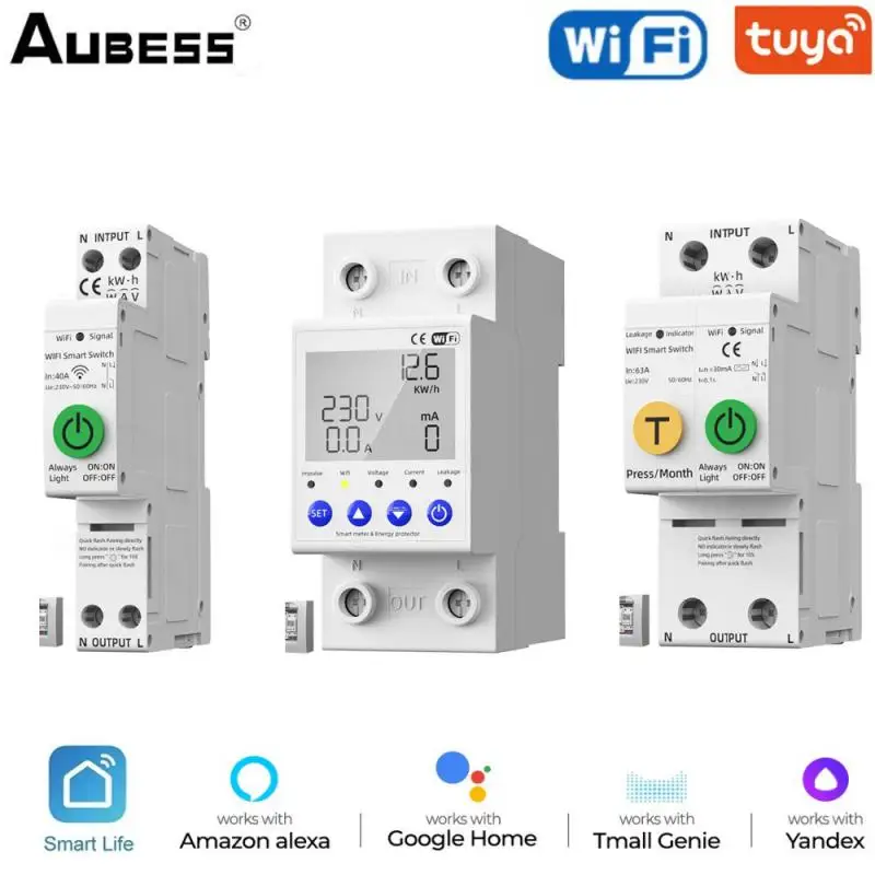 

Tuya Smart WiFi Leakage Protection Switch Smart Home Remote Control with Electricity Usager Statistics Via Alexa Google Home