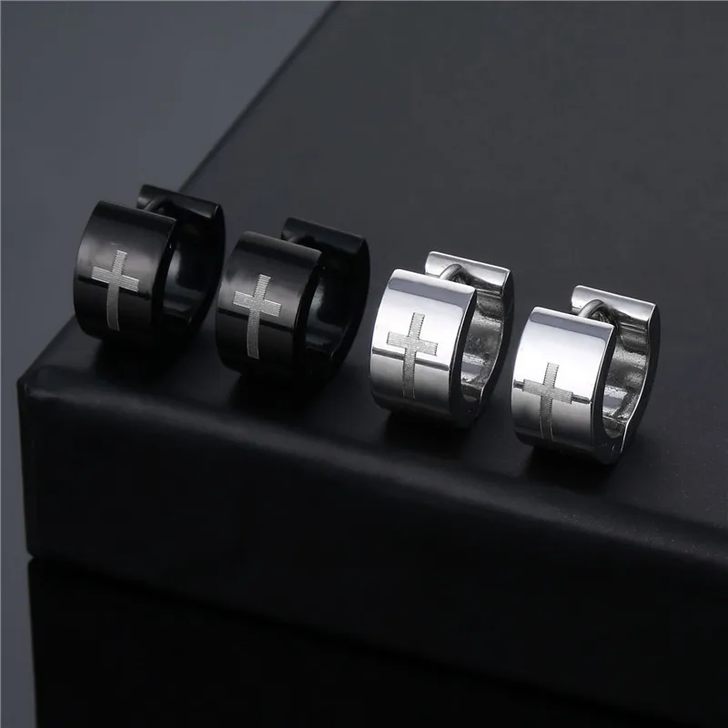 

1 Pair Unisex Stainless Steel Classic Simple Cross Pattern 7MM Width Pierced Ear Clip Earrings Fashion Jewelry E2078