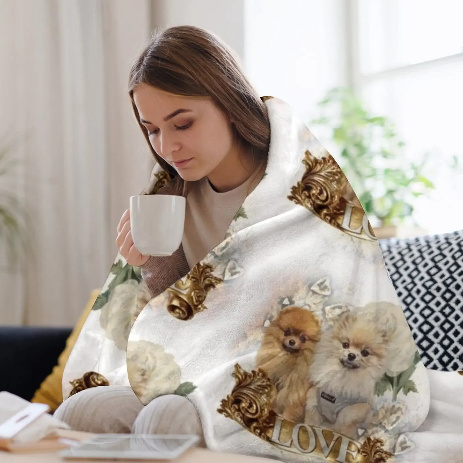 Одеяло Zwergspitz Pomerania одеяла для волос декоративные и пледы диванов