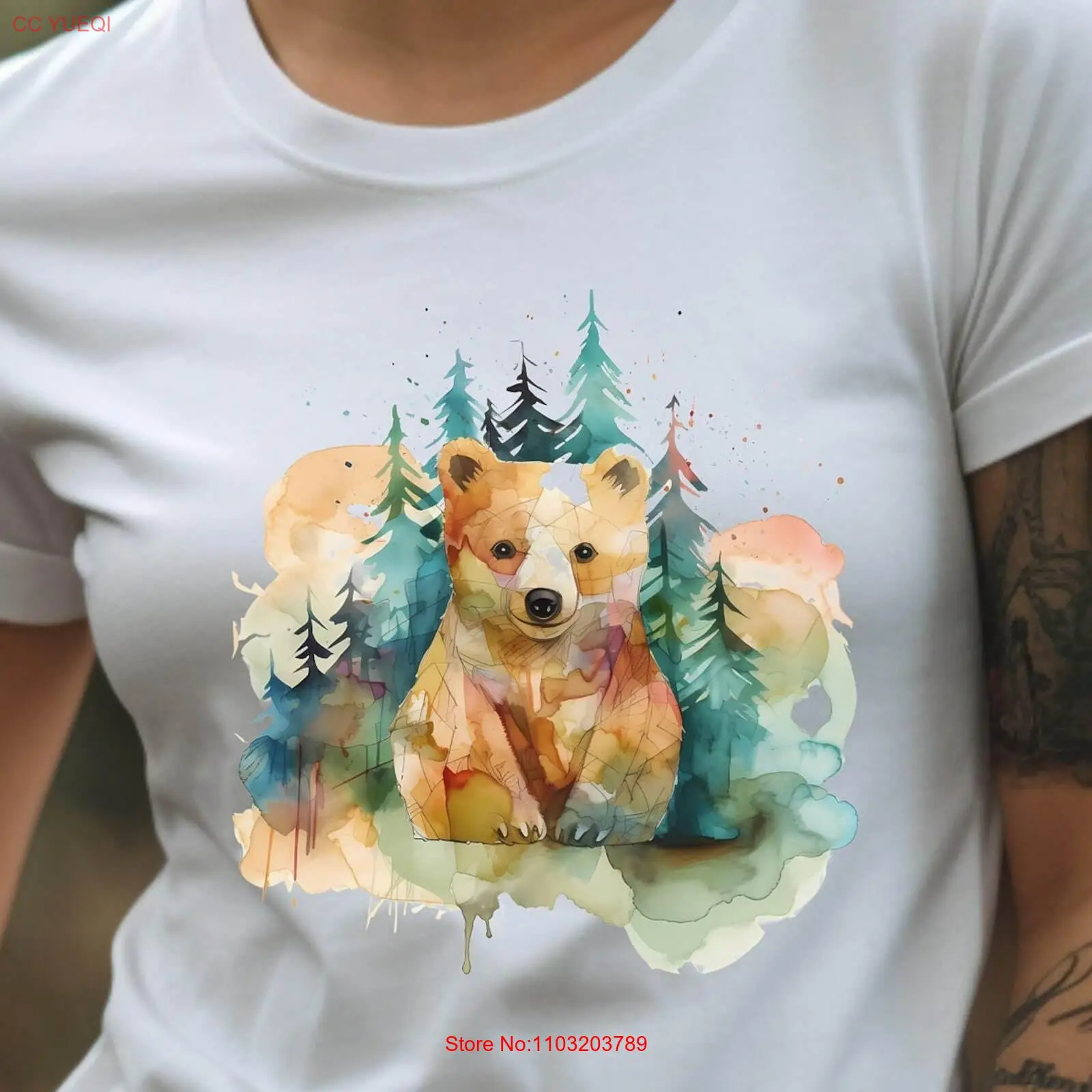 Футболка с изображением медведя симпатичный медвежонок футболка в лесу L