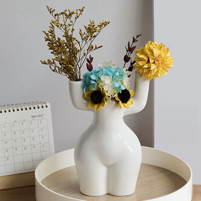 

Abstract Body Ceramic Vase Dry Flower Modern Art Flowerpot Decor Shelf Living Room Interior Home Decoration ceramic bonsai vases
