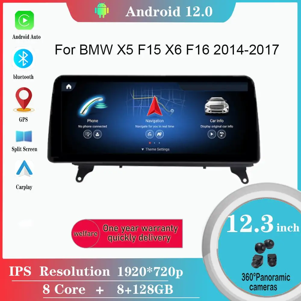 

Android 13 12.3" For BMW X5 F15 X6 F16 2014-2017 GPS Navigation Stereo Radio Multimedia Player Wireless Carplay Auto Monitors 4G