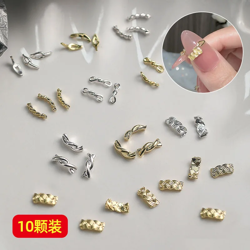 

Irregular Nail Accessories Alloy Twist Rope Knot Hollow Bending Rod Accessories DIY Nail Art Decoration Nail Charms 2 Colors