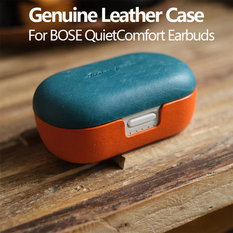 

Genuine Leather For BOSE QuietComfort Earbuds Case Luxury Real Leather Custom Made Handmade Cover Bluetooth Earphone Cases