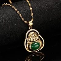gold plated buddha pendant jewelry for women girls amulet chinese style maitreya necklace