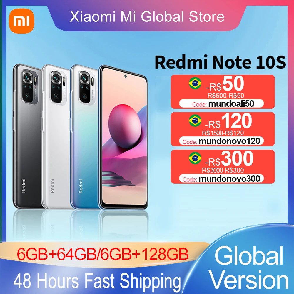 Najtaniej Globalna Wersja Xiaomi Redmi Note 10S Telefon Komórkowy 6GB 64/128GB Helio G95 Octa Core 64MP Quad Kamery 6.43