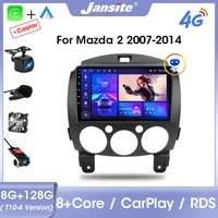 jansite 2 din android 11 car radio multimedia video player for mazda 2 mazda2 2007 2014 8128g carplay head unit auto dvd rds fm