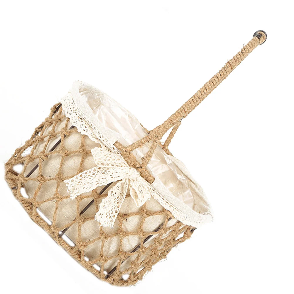 

Woven Flower Basket Pot Vase Planter Modern Decorative Hanging Arranging Storage Baskets Decoration Handle Home Supplies