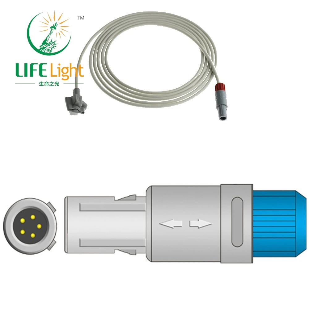 Фото Совместим с Heal Force, Creative 5 Pin Double Slot 80 °   Многоразовый датчик SpO2 для пульсоксиметра с кислородным коннектором №1