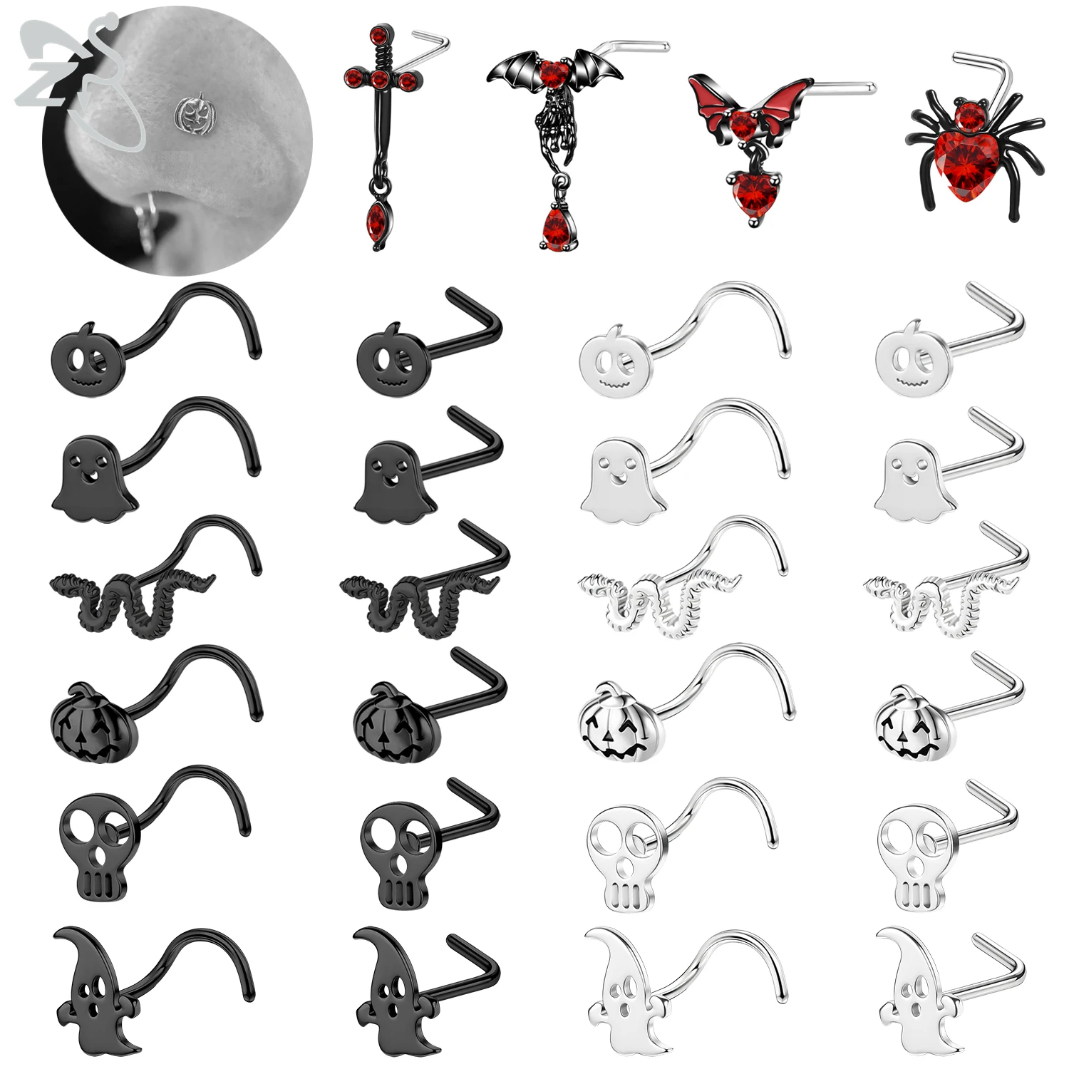 Пирсинг для носа из нержавеющей стали ZS 1 шт