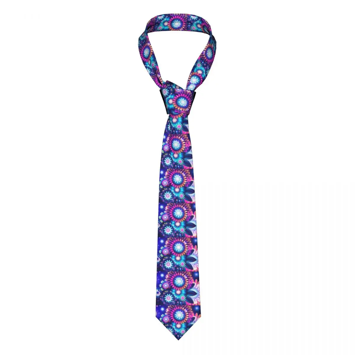 

3D Neon Flower Necktie Men Women Casual Polyester 8 cm Classic Neck Tie for Men Daily Wear Cravat Office