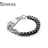 qeenkiss bt842 fine jewelry wholesale fashion birthday wedding gift jointed punk hiphop titanium stainless steel chainbracelet