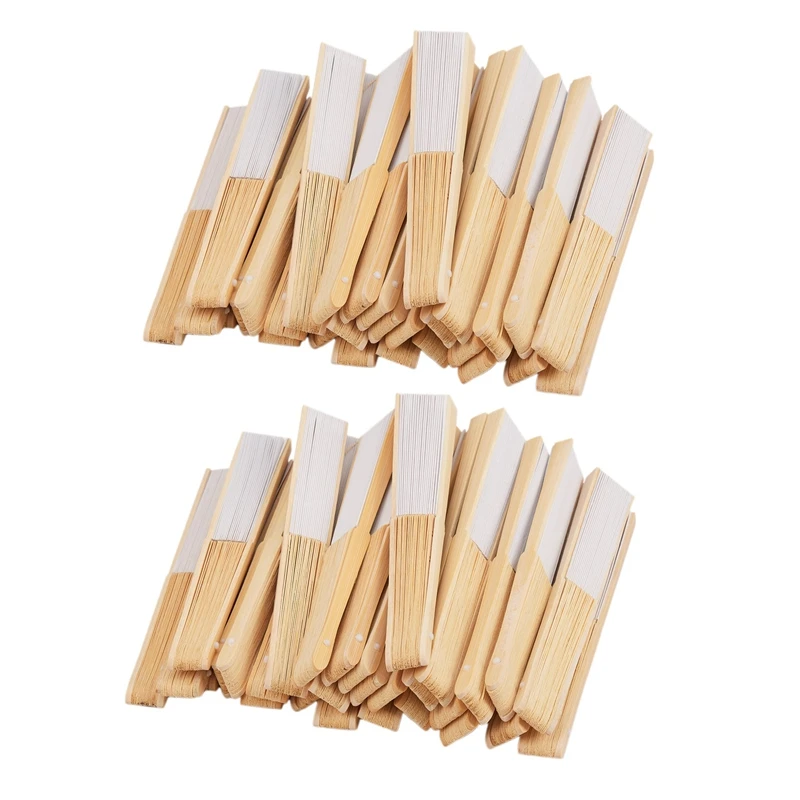 

60 PCS Folding Paper Hand Fan Custom Halloween Ladies Baby Shower Wedding Favors Gift Birthday Party Decoration(White)