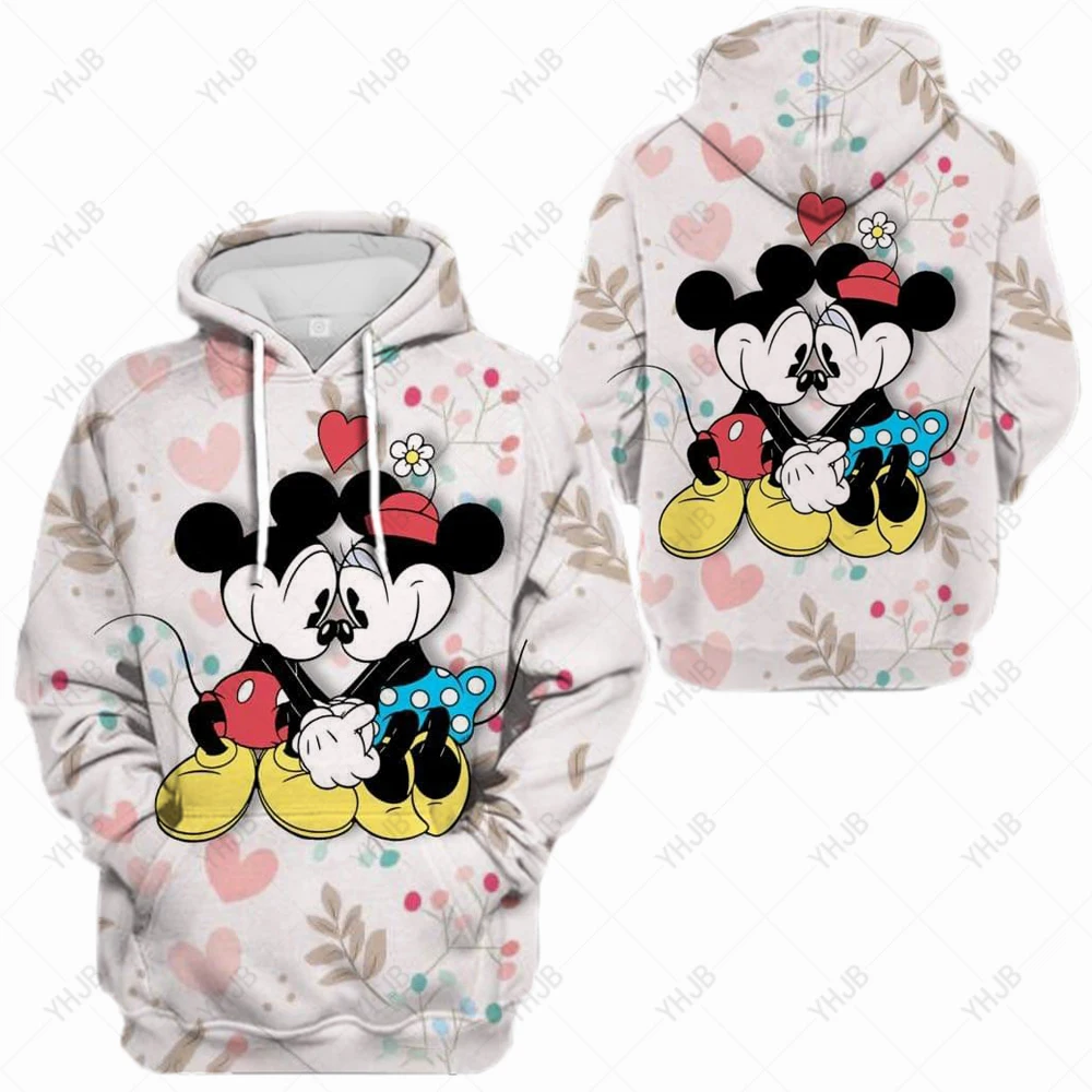 

Girls Mickey Mouse Hoodie Cotton Long-sleeved Sweatshirt Women's Minnie Cartoon Casual Hooded Sweatshirt Top
