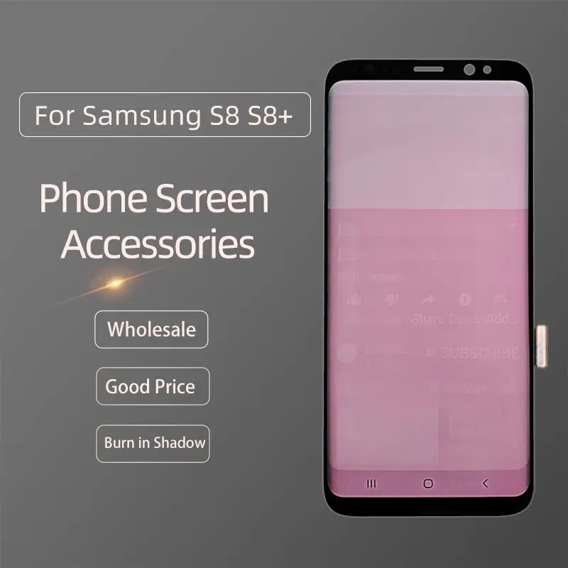 Original For Samsung Galaxy S8 LCD AMOLED Burn In With Frame G950F G950U Touch Screen S8 Plus G955F G955U Touch Screen Assembly