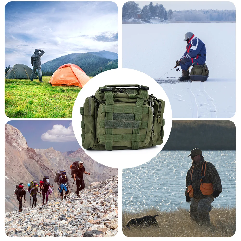 

Nylon Fishing Tackle Boxes Large Capacity Reel Lure Carrier Multifunction Crossbody Bag Multi-pocket for Outdoor Hiking Hunting