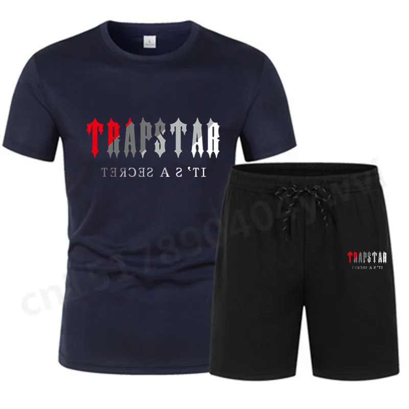 2022 TRAPSTAR Printed two piece Men's brand  short sleeve T-shirt + shorts casual sports casual set