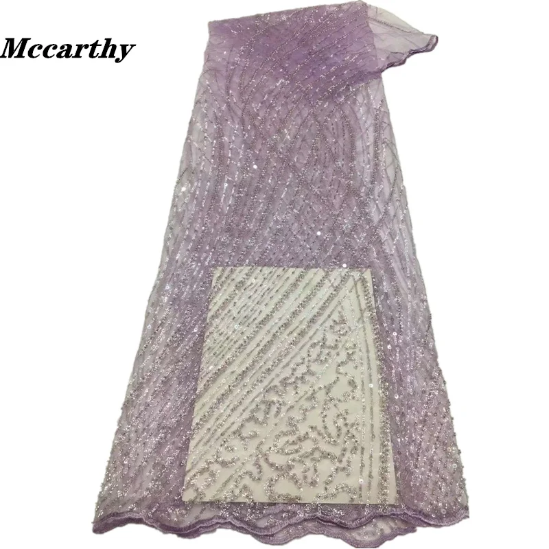 

Mccarthy High Quality Fashion 2022 African Tulle Embroidered Lace Fabric With Sequins Beads For Wedding Dress Party Sewing