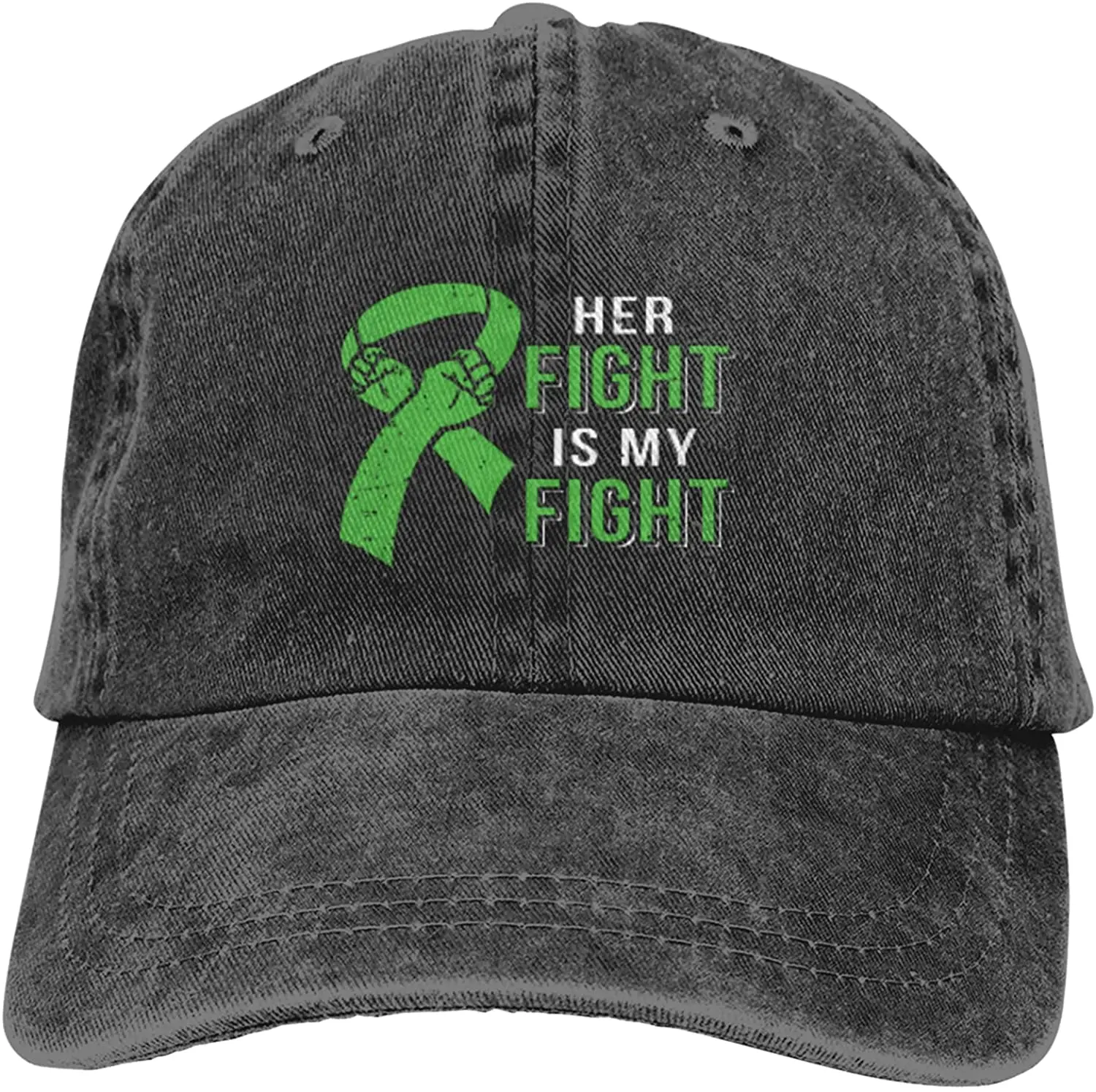 

Her Fight is My Fight Multiple Sclerosis Awareness Cap Adult Adjustable Classic Washed Casquette Denim Hat for Outdoor