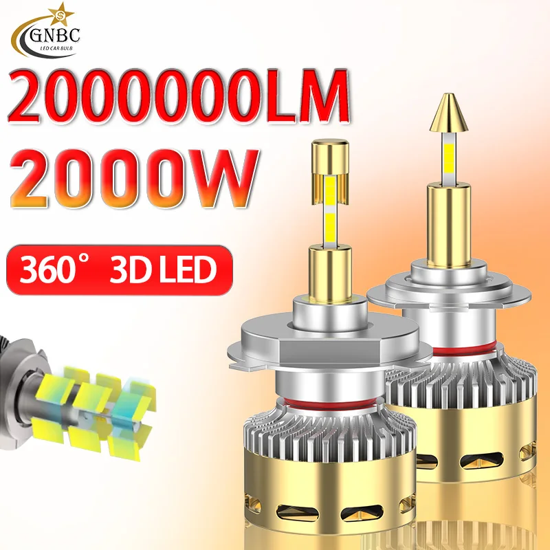 

2000 Вт H7 LED 360 для линз проектора CANBUS H11 H1 H4 LED H8 Лампы для фар 6000K HB3 9005 HB4 9006 Hir2 9012 Светодиодные противотуманные фары
