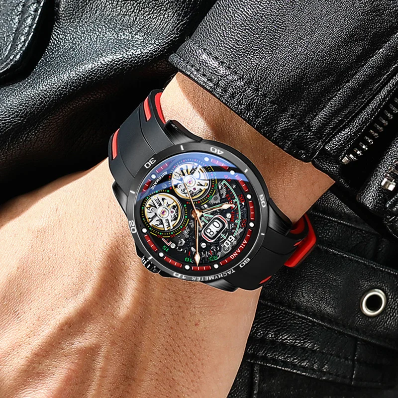 Новинка 2020 мужские часы AILANG с двойным турбийоном автоматические силиконовым