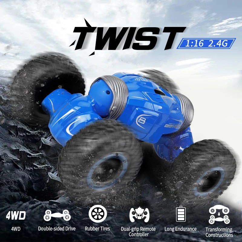 

2022 New D838 RC Off-Road VehicleStunt Double-Sided RC Car 2.4GHz 4WD 1:16 Desert High Speed Rock Climbing Flip Reversal RC Car
