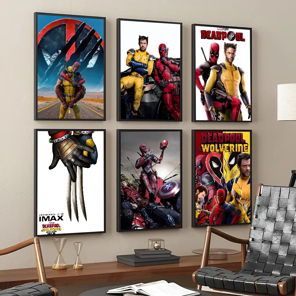 Anime D-Deadpool-and W-Wolverine Poster Self-adhesive Art Waterproof Paper Sticker Coffee House Bar Room Wall Decor