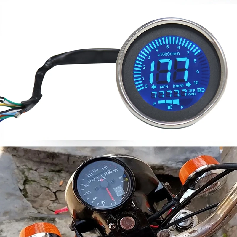 

Universal Motorcycle Digital Speedometer Retro LCD Odometer Cafe Racer Tachometer Indicator Scooter ATV Meter