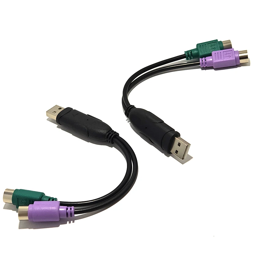 Кабель-адаптер USB (штекер) - PS2 (двойное преобразование) MD6*2, USB в интерфейс PS2, для мыши и клавиатуры PS2 12, удлинительный кабель с круглым разъемом (art.: 3920d8a714d8d) - 3920d8a714d8d