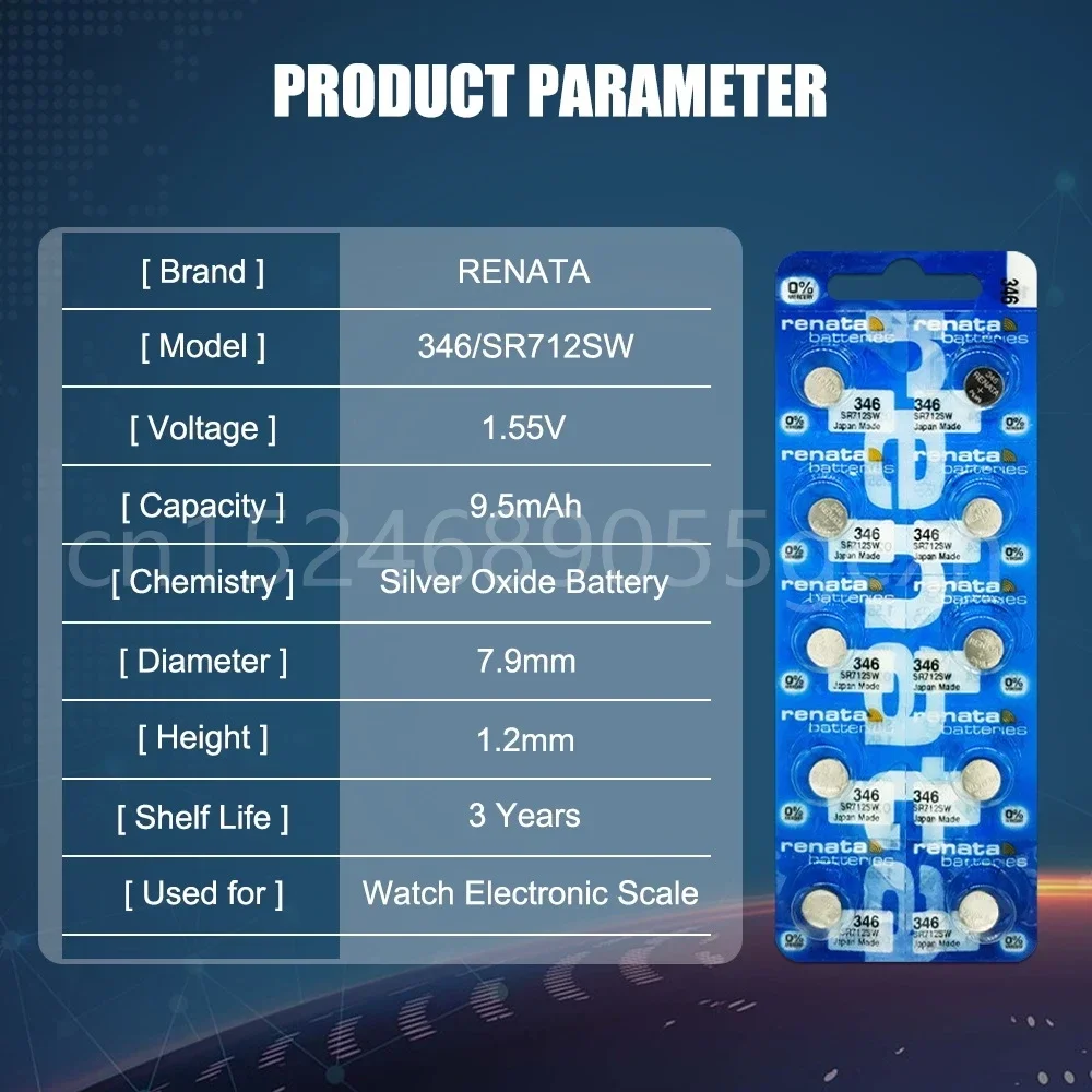 RENATA Swiss 346 SR712SW 1 55 В оксид серебра батарея для часов масштабной игрушки