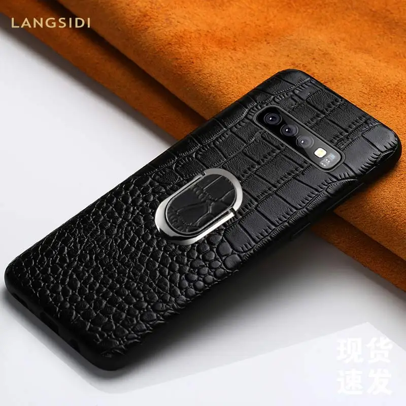 

Genuine Leather phone case for samsung s10 S9 s8 s7 360 Full bracket protective cover for Samsung a70 a50 a40 a30 a8 a7 2018