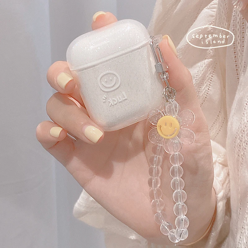 

Симпатичный красочный брелок для ключей с улыбкой для airpod Pro Чехол Мягкий Прозрачный ТПУ Беспроводная bluetooth защита для airpodd 1 2 Чехлы coque back