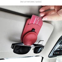 car leather sunglasses clip sun visor mount fastener ticket glasses holder multifunction portable clip auto interior accessories