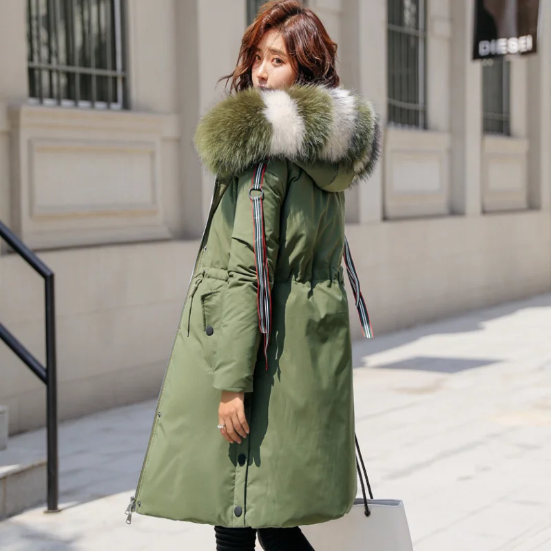 

Aoottii Winter Down Coat Female Jacket + Raccoon Fur Hooded Clothes 2022 Korean 90% Duck Down Jacket Long Warm Coat Hiver 56215