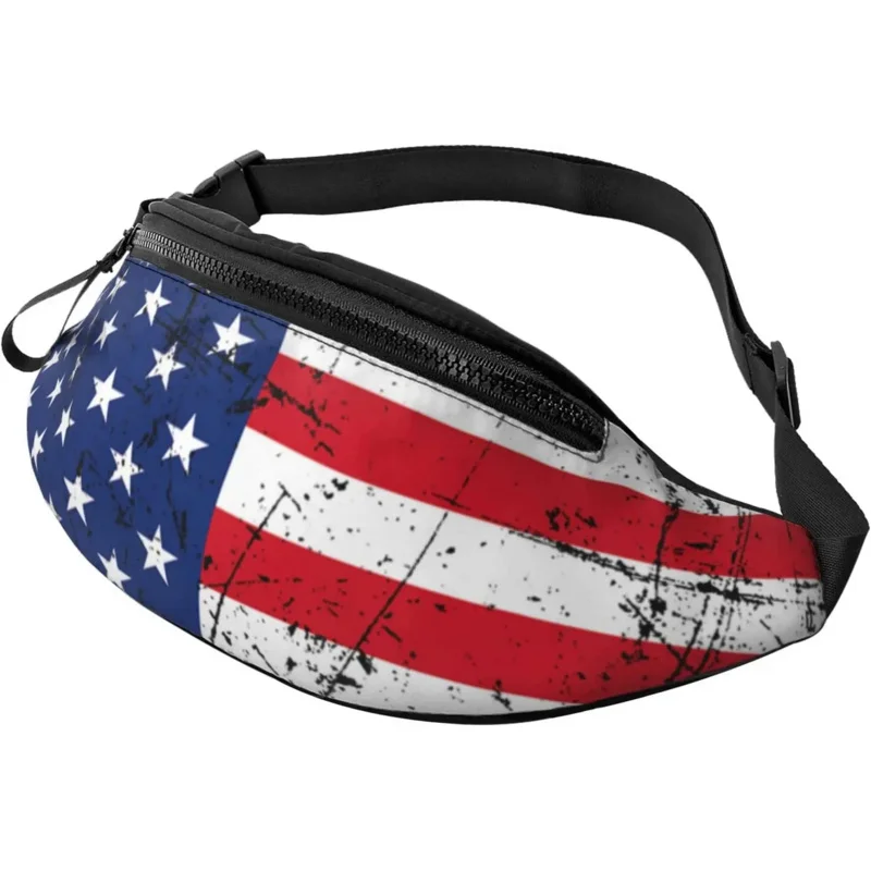 

American Flag Fanny Packs for Women Mens Adjustable Waist Bag Crossbody Travel Fanny Pack for Running Hiking Cycling