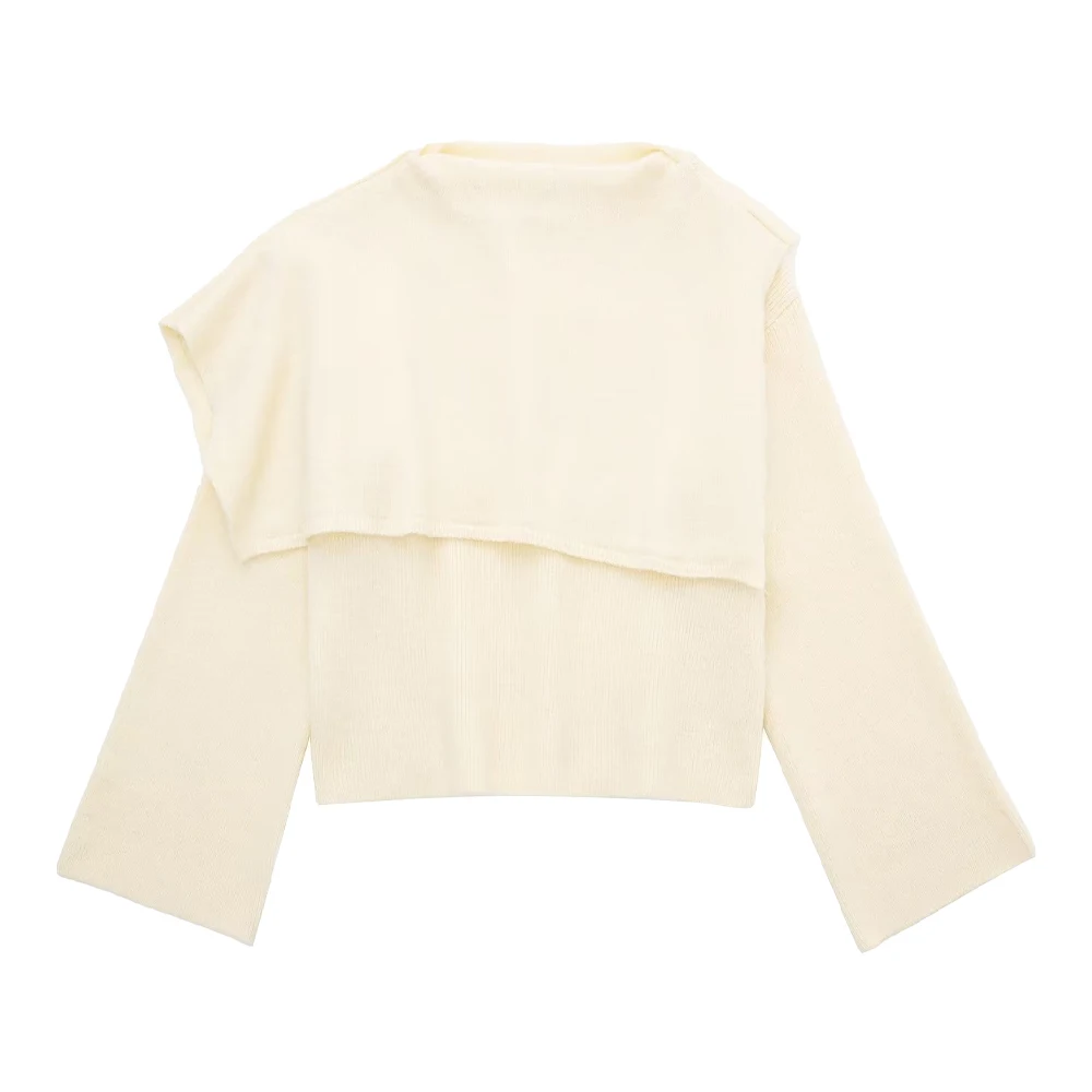 

WOMEN TRAF 2022 New Design Round Neck Knitted Sweater Long Sleeve Solid Color Vintage Female Elegant Fashion Pullover 6771143