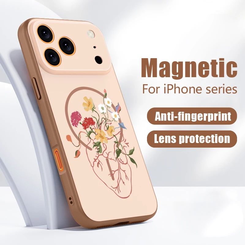 Фото Чехол с мультяшным рисунком космонавта для iPhone 17 Pro Max, магнитный, для Magsafe, гибридный матовый чехол для iPhone 16 15 14 13 Pro Max №3